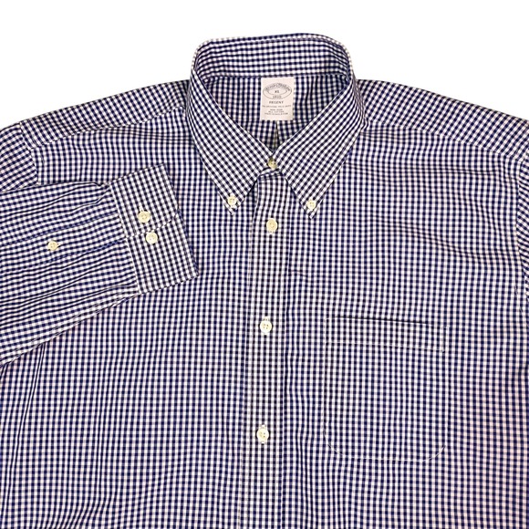 Brooks Brothers Other - Brooks Brothers 1818 Regent Non-Iron Gingham Shirt Mens XL Blue White Cotton